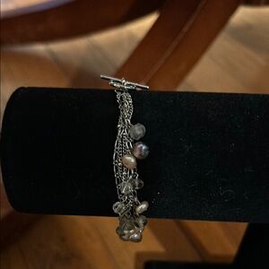 Elegant Silver color Multi-Strand Bracelet with Beads